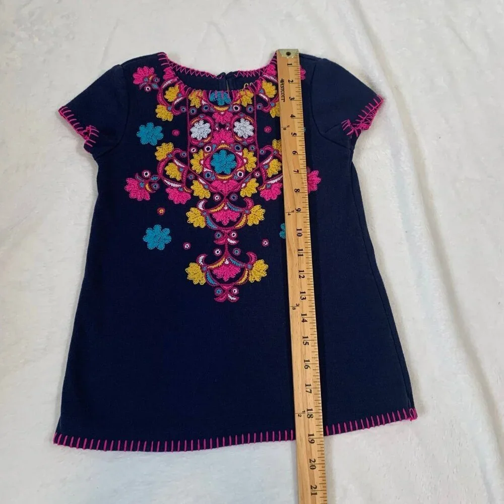 5/$25 Genuine Kids OshKosh Girls 5T Navy Blue‎ Embroidered Floral Tunic Top